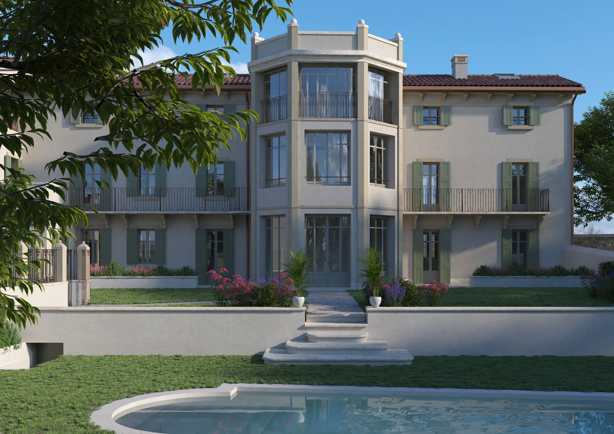 Verona - Progetto Palazzetto Centro Storico Valpolicella - Render Corte interna - Monica Arpesani